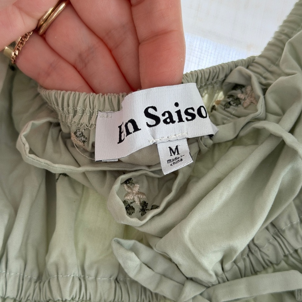 En Saison Mint Green Tiered Midi Dress with Tie Straps - Picture 5 of 7